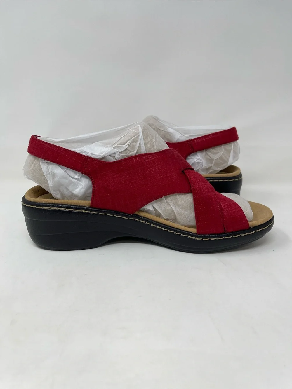Clarks Collection Merliah Echo Red‎ Sandals Womens Size 8 New Comfort